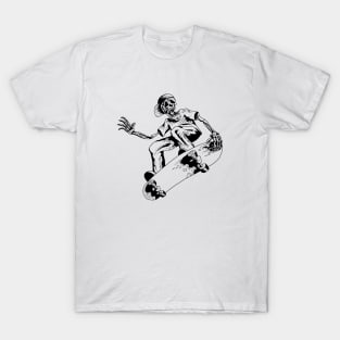 Funny Skeleton Playing Skateboard Skull Playing Skateboard Gifts T-Shirt